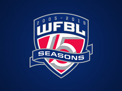 WFBL 15 Seasons Logo 15 anniversary athletics banner crest fantasy hoops logo seasons sports