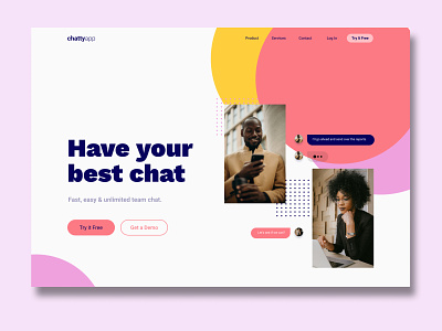The Chatty App branding call to action design front end development graphic design landing page ui ux web design