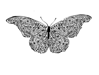 Mariposa blackandwhite butterfly flowers illustration mariposa procreate