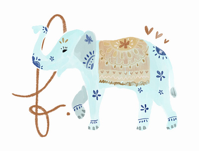 Elephant design illustration logo procreate