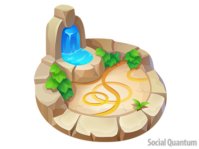 island of waterfall design game icon illustration island stone ui vector water waterfall