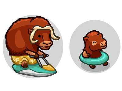 Animals buffalo resting 2d 2d art animal art concept concept art design game game art game desigm icon illustration