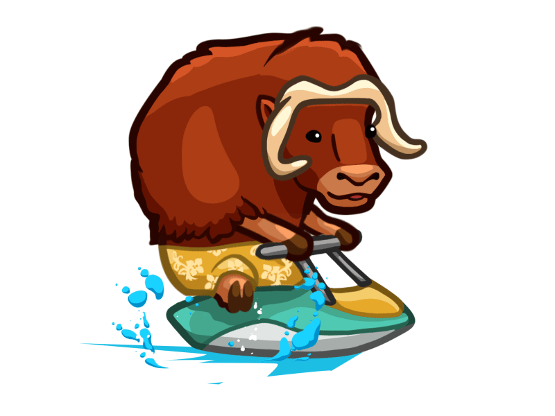 Animals buffalo on a scooter 2d art animal animation art concept concept art design game game art game desigm icon illustration