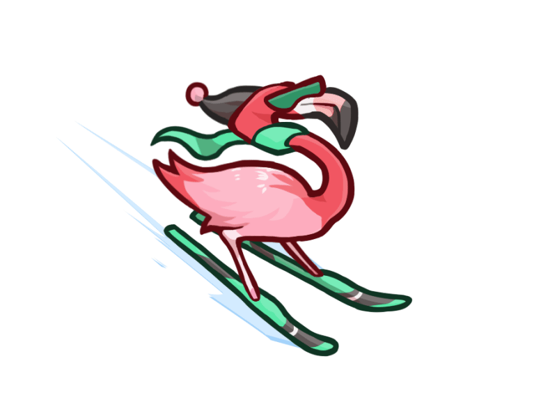 Animals flamingo skier 2d art animal animation art concept concept art design game game art game desigm icon illustration