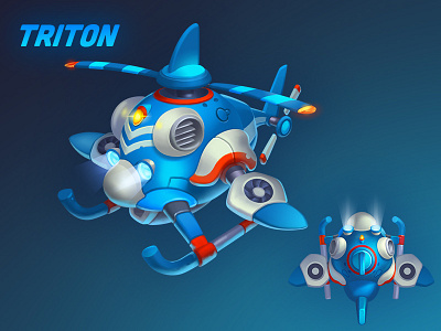 Robot Triton 2d art chatacters concept concept art design game game art game desigm game ui icon illustration