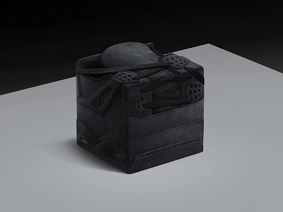 Nike Air Jordan IV "Black Cat" black cube cubes footwear geometry illustration jordan jordan4 nike nikeair sneakercube sneakers