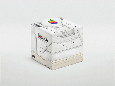 Vintage '90s Apple Sneaker 90s apple cube cubes geek leather rainbow sneakers vintage white