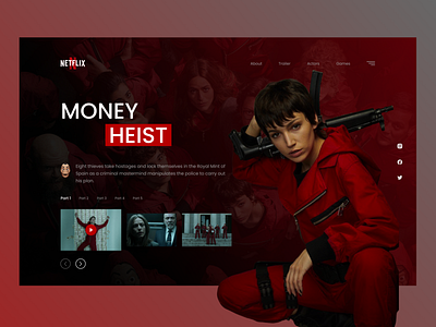 Netflix - Money Heist series(Web Design) 3d app design design graphic design netflix series ui webdesign