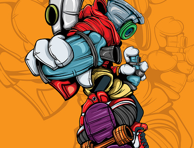 GRAFFITI AND THE SKATEBOARD art character doodle graffiti illustration skateboard spray paint streetart urban style vector