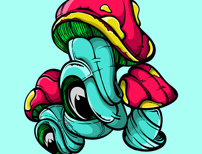 THE MUSHROOM art character doodle drawing graffiti illustration spray paint street art vector