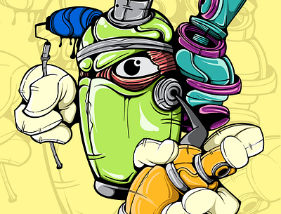 SPRAYCAN CHARACTER art character doodle drawing graffiti illustration spray paint urban style vector