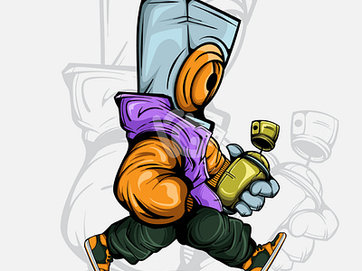 VECTOR ILLUSTRATION  OF RUNNING SPRAY CAN CHARACTER