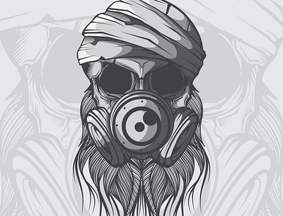 VECTOR SKULL HEAD art character design doodle illustration skull vector