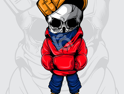 THE SKULL art character design doodle illustration vector