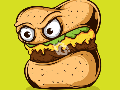 BIG BURGER MONSTER VECTOR ILLUSTRATION