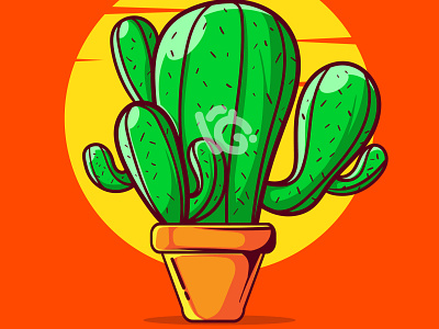 CACTUS IN THE POT VECTOR ILLUSTRATION art cactus cartoon character cute design doodle graphic design illustration nature sign symbol vector