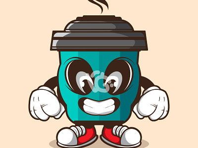 COFFEE CUP DOODLE CHARACTER ILLUSTRATION