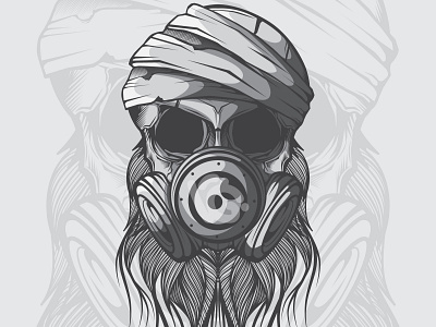 SKULL HEAD WITH GAS MASK VECTOR ILLUSTRATION