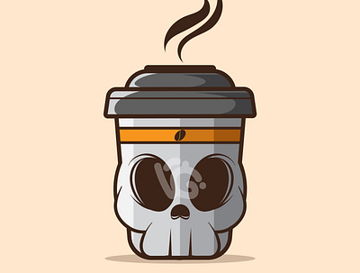 SKULL COFFEE CUP VECTOR ILLUSTRATION art branding character coffee design doodle icon illustration logo mascot symbol vector