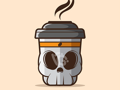 SKULL COFFEE CUP VECTOR ILLUSTRATION