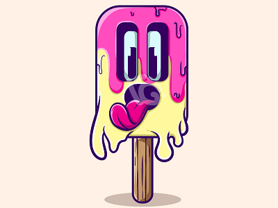 MONSTER ICE CREAM STICK ILLUSTRATION art character cute design doodle ice cream icon illustration logo mascot symbol vector