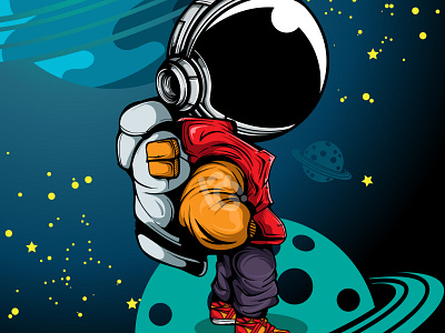 The Astronaut apparel art artprint astronaut cartoon character collection colorful design doodle graphic design illustration logo style vector