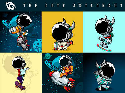 THE CUTE ASTRONAUT COLLECTION art artprint astronaut cartoon character collection cute design doodle graphic design illustration space vector