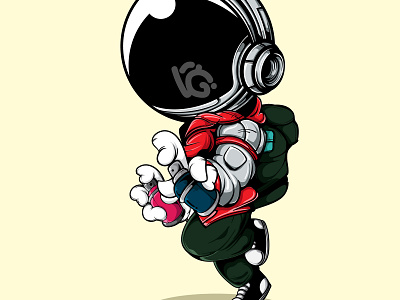 SPRAY THE SPACE art astronaut character design doodle graffiti graphic design illustration logo mascot space symbol vector