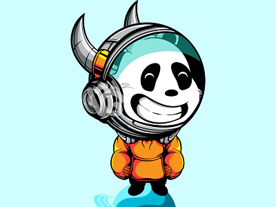 THE CUTE PANDA ASTRONAUT animal art artprint character cute design doodle icon illustration logo mascot panda vector