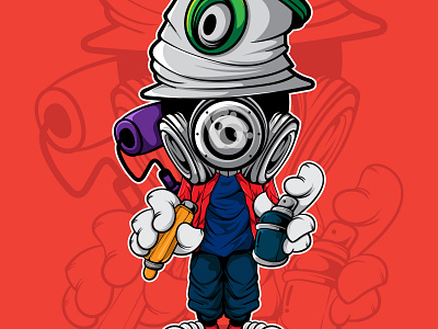 GRAFFITI ARTIST CHARACTER art character design doodle graffiti graphic design illustration logo mascot vector