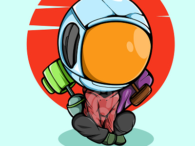 CUTE LITTLE ASTRONAUT art character cute design doodle graffiti graphic design illustration logo vector