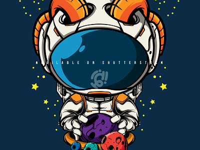 THE ASTRONAUT HOLD THE GALAXY art astronaut character design doodle galaxy illustration planet space vector