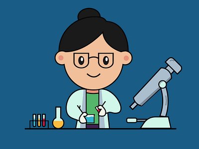 Scientist cartoon design illustration logo minimal vector