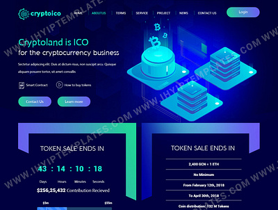 ICO Template Design - Initial Coin Offering Website app branding design graphic design ico ico template ico website template illustration initial coin offering logo typography ui ux vector web design