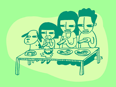Family Time animals cute dogs drawing faces food funny hand drawn illustration illustrator people
