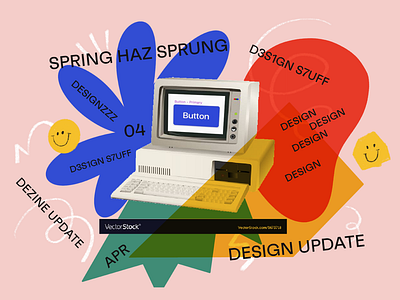 DESIGN STUFF 90s collage colors computers cute design faces flowers primary colors smiley face type ui ux