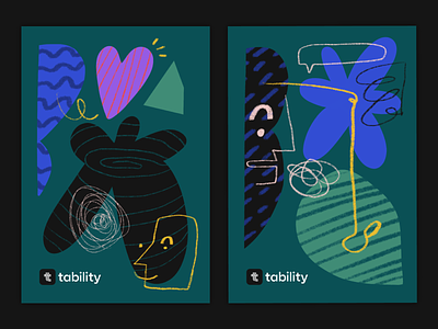 tability.io card sketches abstract brand branding business cards colors drawing faces illustration ipad pro procreate tability