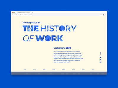 The History of Work 01 colors history illustration landing page social timeline typography web web design