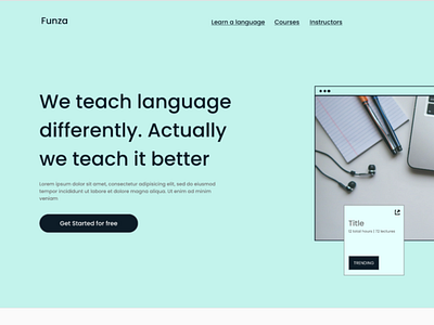 Funza E-Learning Landing Page