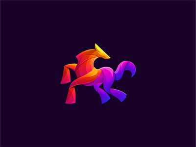 Horse 3d logo animal logo branding colorful colorful logo design gradient horse illustration logo papercut running vector