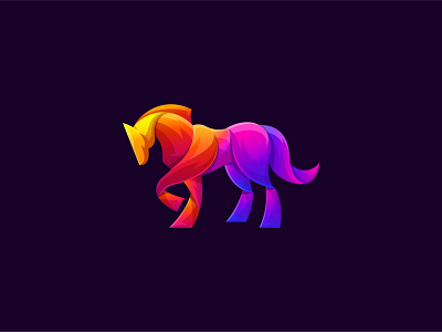 Horse 3d logo animal logo branding colorful colorful logo design gradient horse illustration logo papercut vector