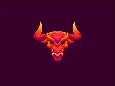 Bull 3d logo animal logo bison branding bull colorful colorful logo design gradient head illustration logo vector