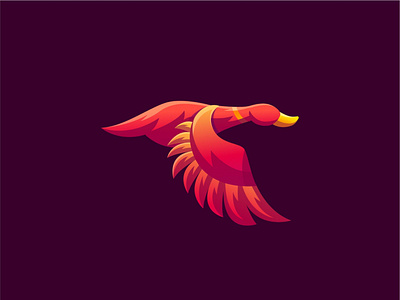 Flying duck 3d brand branding identity duck gradient illustration kubisme logo papercut vector