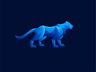 Blue Panther 3d animal brand branding identity gradient illustration kubisme logo panther papercut vector