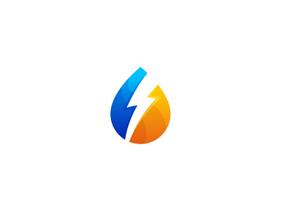 Water Energy Gradient Logo 3d brand branding identity electrical energy gradient illustration logo thunderbolt vector water