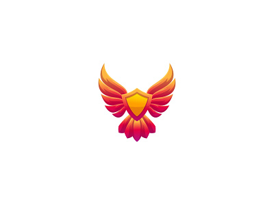 Wings amd Shield Gradient Logo 3d apps bird brand branding identity gradient icon illustration logo shield vector wings