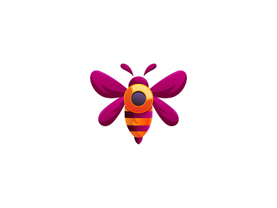 Bee Camera Gradient Logo 3d abstract apps be brand branding identity camera gradient icon illustration logo vector