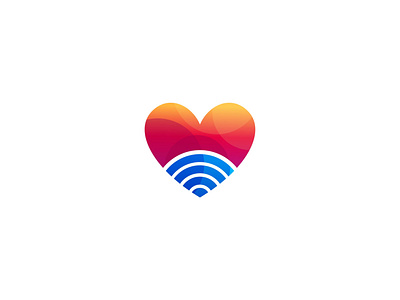 Love Wireless Gradient Logo 3d apps brand branding identity gradient icon illustration logo love vector wifi wireless