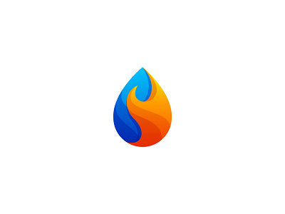 Water Fire Gradient Logo 3d abstract apps brand branding identity fire gradient icon illustration logo vector water