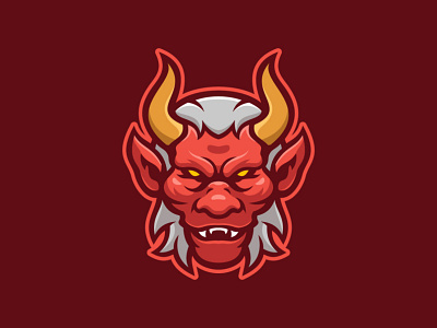 Red Demon branding cartoon demon devil esport logo game illustration logo character mascot logo oni vector